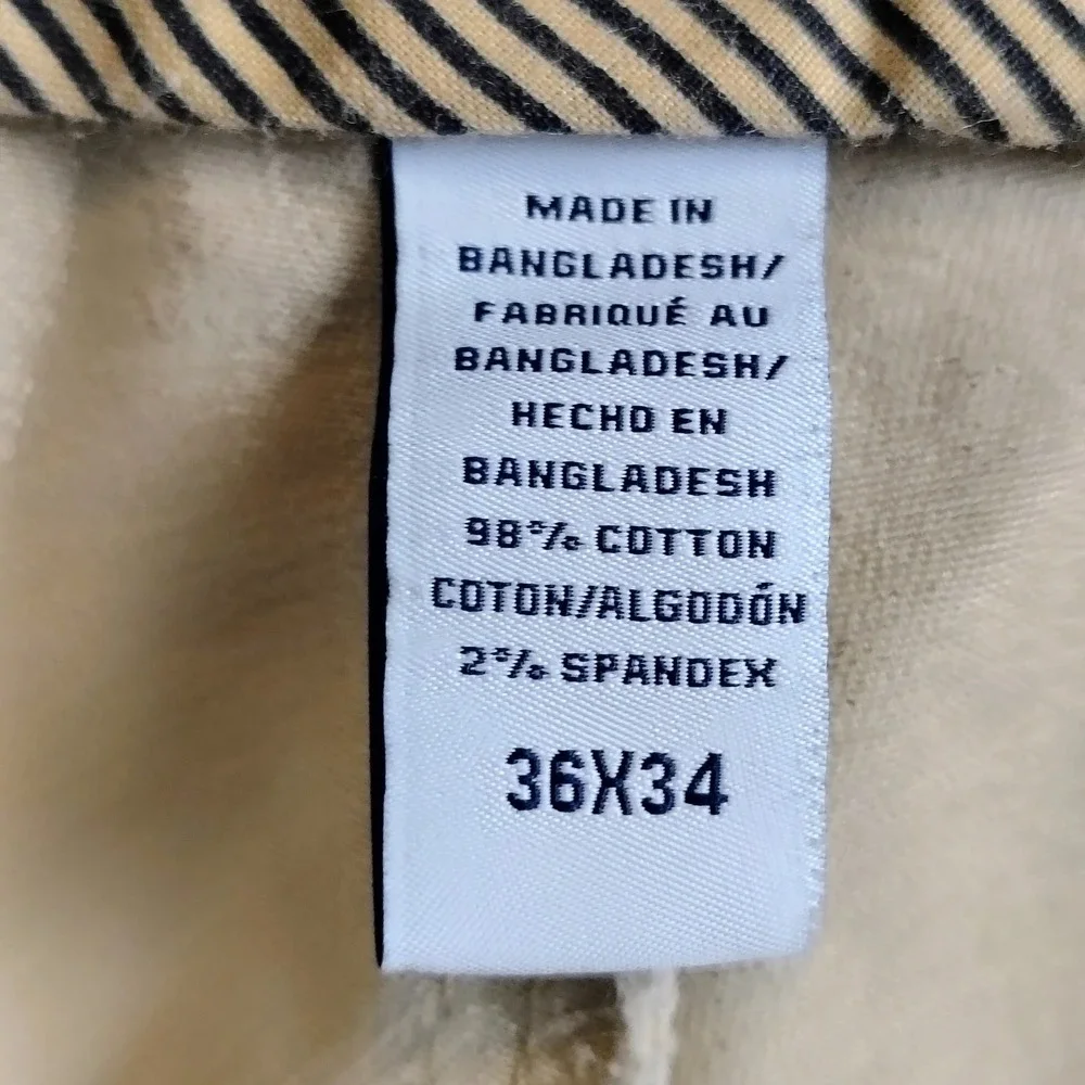 IZOD Saltwater Slim Fit Stretch Chino Pants Mens 36x34 Khaki Tan Cotton Blend